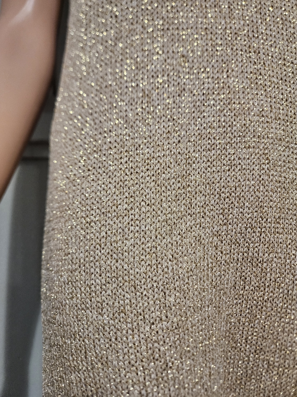 YUNIKA Made in Italy Gold Metallic Knit Midi Dress Sparkle Sleeveless. S/M - Picture 13 of 16
